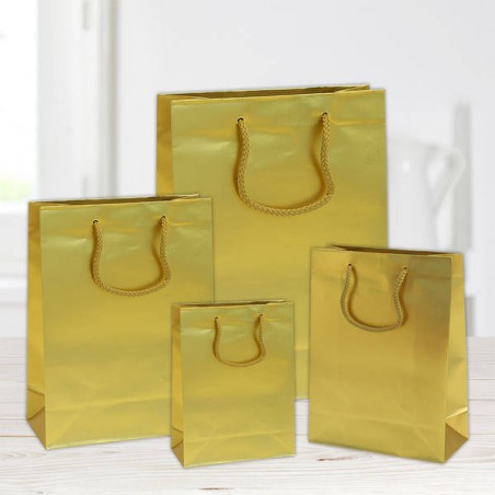SHOPPER IN CARTA PLASTIFICATA OPACA 45+16x49cm ORO