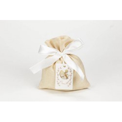 SACCHETTO AVORIO TAG CRESIMA 10x12cm 10pz