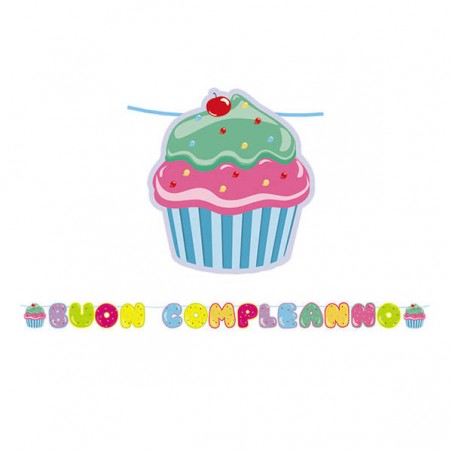 FESTONE MAXI BUON COMPLEANNO CUPCAKE 6mt