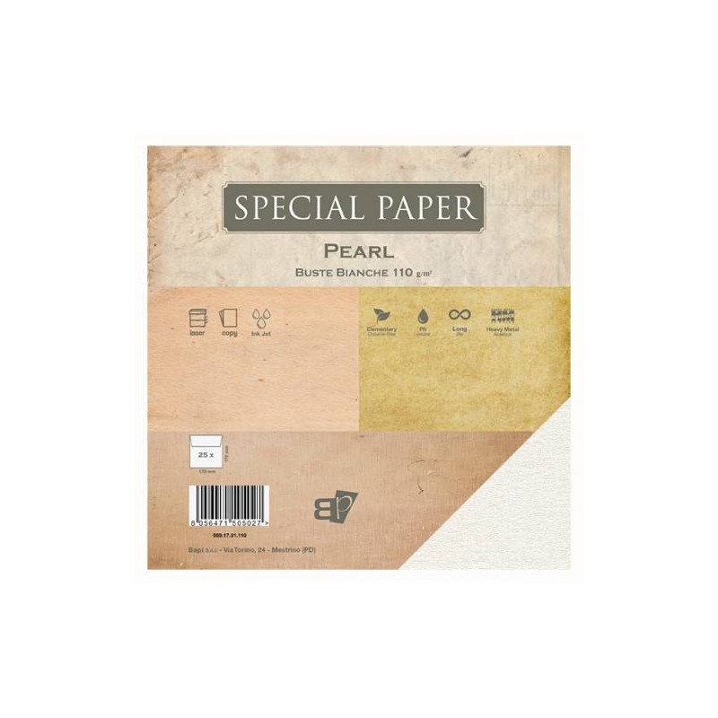 BUSTE 17x17 PEARL BIANCO gr.110 25pz