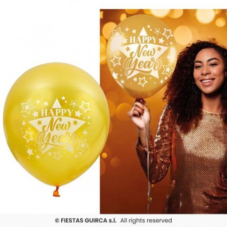 PALLONCINI LATTICE ORO SCRITTA HAPPY NEW YEAR 10pz