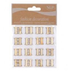 LETTERE 'H' IN LEGNO 10x10cm 16pz