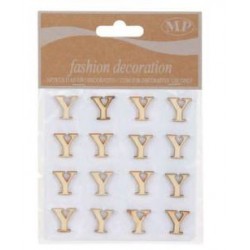 LETTERE 'Y' IN LEGNO 10x10cm 16pz