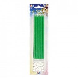 CANDELE MATITE C/SUPPORTO 15cm VERDE 12pz
