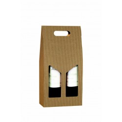 SCATOLA 2 BOTTIGLIE C/MAN.E FIN.18x9x38cm ONDA AVANA