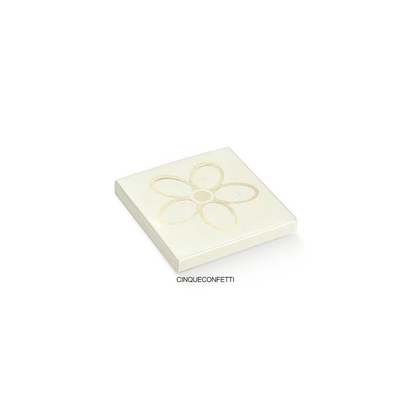 SCATOLA 5 CONFETTI + PVC FIORE GLITTER 10,5X10X1,5cm 10pz