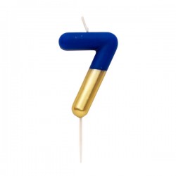 CANDELINA NUMERO 7 BLU/ORO 10,5cm