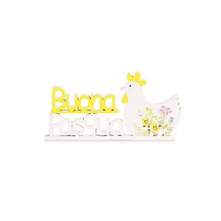 CHIUDIPACCO SCRITTA PASQUA BIANCO E GIALLO 12cm 2pz