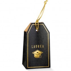 SCATOLA TAG NERO STAMPA LAUREA 5,5x3,5x10cm 10pz