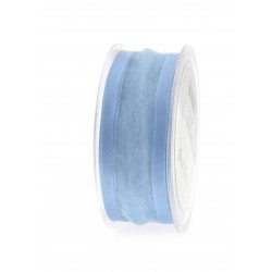 NASTRO ORGANZA BORDO RASO mm40x25mt CELESTE