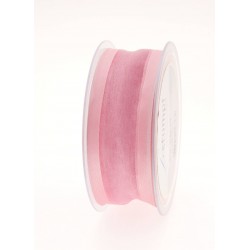 NASTRO ORGANZA BORDO RASO mm40x25mt ROSA