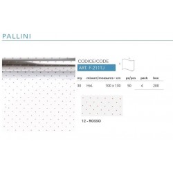 FOGLI CELLOPHANE 100x130cm DECORO PALLINI ROSSI STESO 50fg