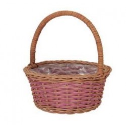 CESTO RATTAN PINK CON MANICO ALTO Ø16xh18cm