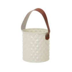 CESTELLO IN LATTA SMALTATO BIANCO CON FETTUCCIA Ø9,5x11cm