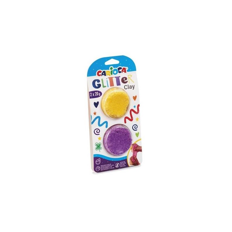CARIOCA GLITTER CLAY 20gr 2pz GIALLO / VIOLA