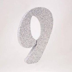 NUMERO POLISTIROLO GLITTER mm120x90 9 ARGENTO
