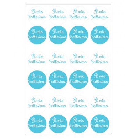ETICHETTE ADESIVE CHIUDIBUSTA BATTESIMO CELESTE ø3cm 240pz