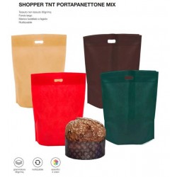 SHOPPER FAGIOLO TNT PORTA PANETTONE 40+22x42cm COLOR MIX 12pz