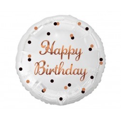 PALLONE MYLAR TONDO 18'' 45cm BUON COMPLEANNO ORO ROSA