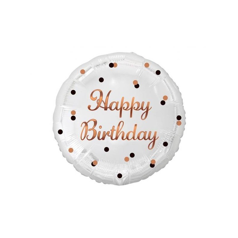 PALLONE MYLAR TONDO 18'' 45cm BUON COMPLEANNO ORO ROSA