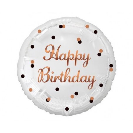 PALLONE MYLAR TONDO 18'' 45cm BUON COMPLEANNO ORO ROSA