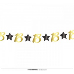 FESTONE COMPLEANNO STELLE ORO NERO 18anni 3mt
