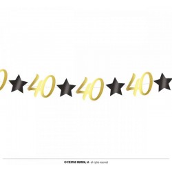 FESTONE COMPLEANNO STELLE ORO NERO 40anni 3mt