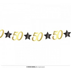 FESTONE COMPLEANNO STELLE ORO NERO 50anni 3mt