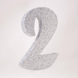 NUMERO POLISTIROLO GLITTER mm120x90 2 ARGENTO
