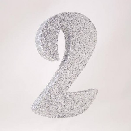 NUMERO POLISTIROLO GLITTER mm120x90 2 ARGENTO