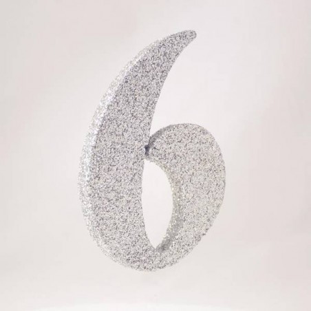 NUMERO POLISTIROLO GLITTER mm120x90 6 ARGENTO