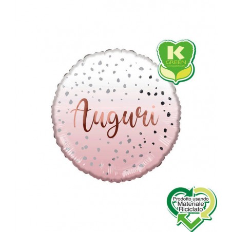 PALLONE MYLAR AUGURI ROSA DROPS K-GREEN 18 45cm
