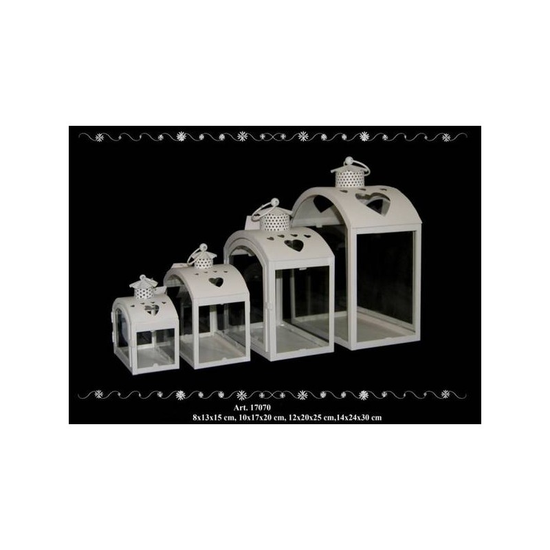 LANTERNA METALLO CUORI C/VETRO LES17070 25cm 4/4