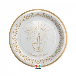 PIATTI CARTONCINO CRESIMA GOLD ø24 8pz