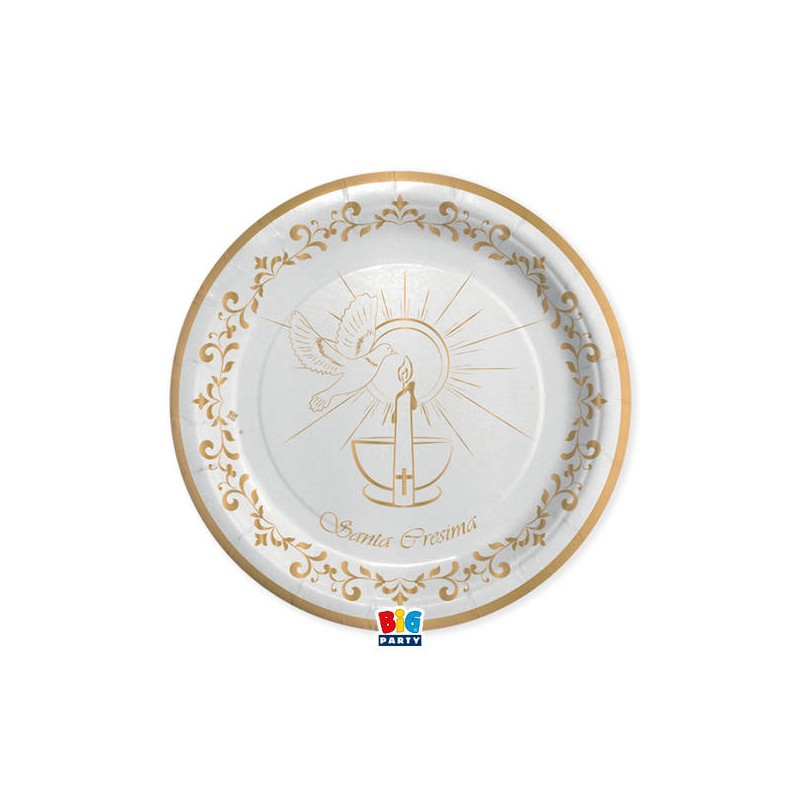 PIATTI CARTONCINO CRESIMA GOLD ø18 8pz