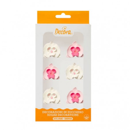 ORCHIDEE BIANCO E ROSA IN ZUCCHERO 6pz