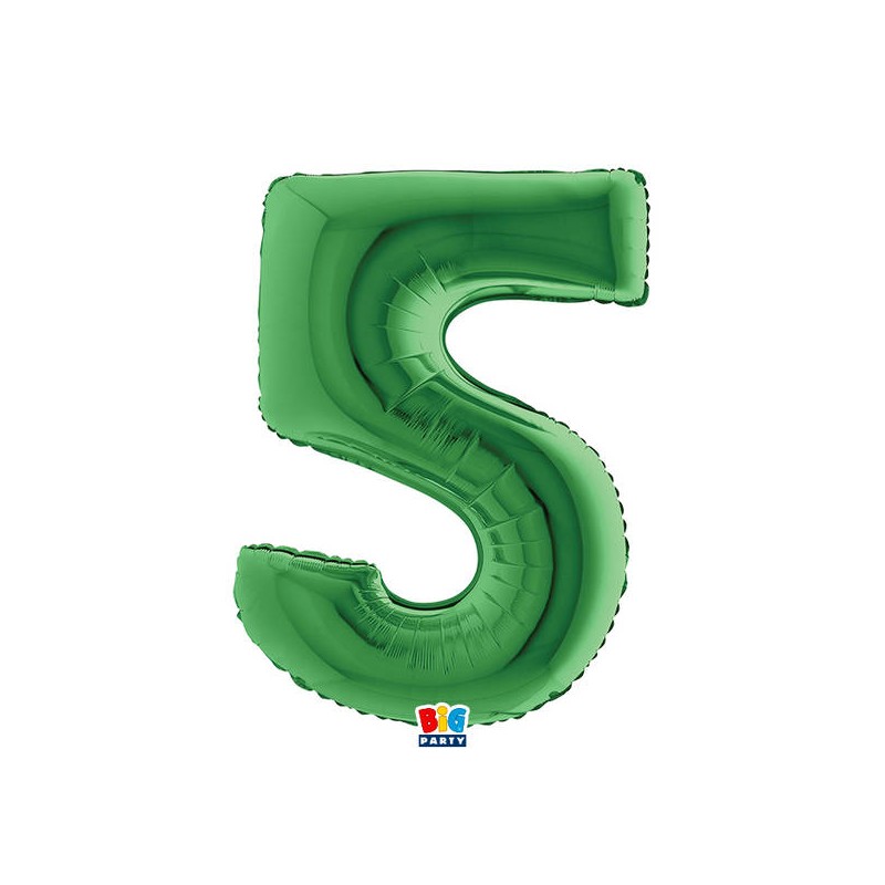 PALLONE NUMERO 5 MYLAR 102cm 40 VERDE