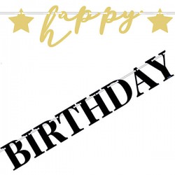 FESTONE HAPPY BIRTHDAY METAL NERO/ORO 1,7mt
