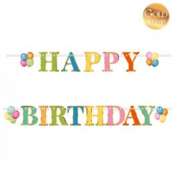 FESTONE SET HAPPY BIRTHDAY MULTICOLOR 100cm 130cm