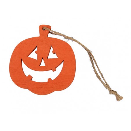 ZUCCHE LEGNO ARANCIO 7cm  CON CORDINO 6pz