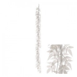 GHIRLANDA RAMO FOGLI GLITTER BIANCO 170cm