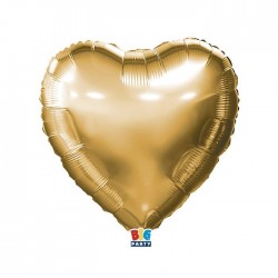 PALLONE MYLAR CUORE 18" 45cm ORO METAL BIG