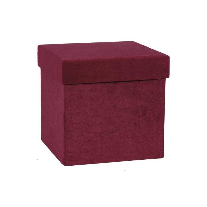SCATOLA VELLUTO SQUADRATA 20,5X20,5X20,5 cm BORDEAUX
