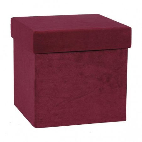 SCATOLA VELLUTO SQUADRATA 20,5X20,5X20,5 cm BORDEAUX