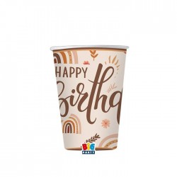 BICCHIERI CARTA 200cc Happy Birthday Boho 8pz