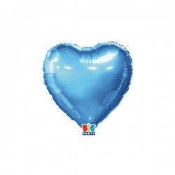 PALLONE MYLAR CUORE 25cm CELESTE METAL 5 PEZZI ***AD ARIA***