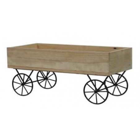 ESPOSITORE CASSETTA LEGNO CON RUOTE METALLO NERO 48x22x18cm