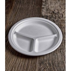 PIATTI PIANI POLPA 3 SCOMPARTI BIO COMPOSTABILI 50pz USOBIO