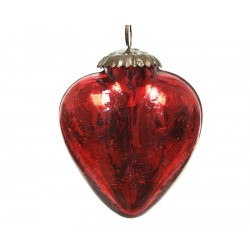 CUORE CRACKLE GLASS Ø7,5cm RED