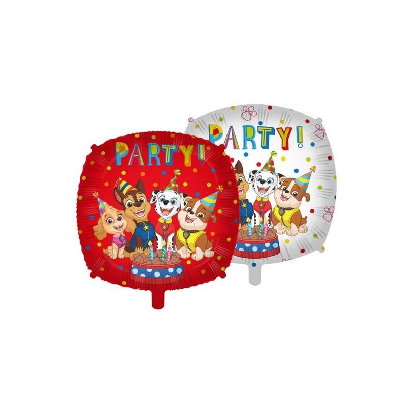 PALLONE MYLAR PAW PATROL PARTY QUADRATO 18 43cm C/FILO E PESETTO